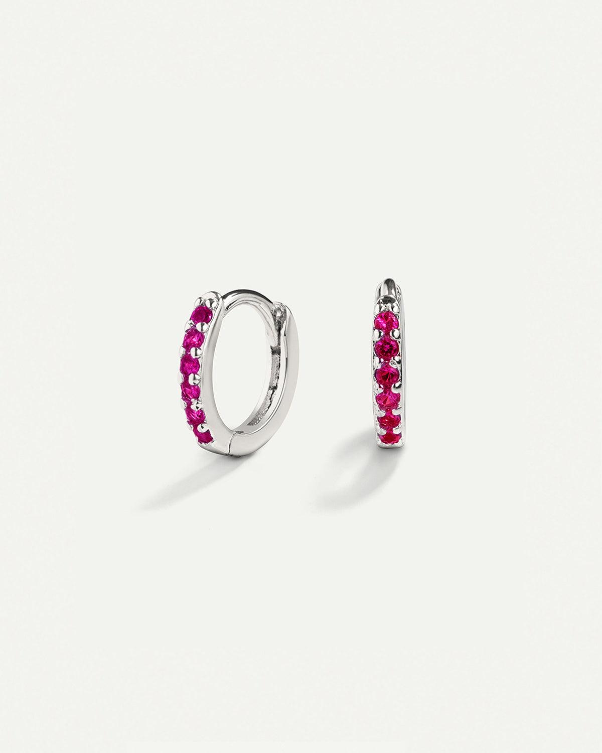 ORECCHINI A CERCHIO ROSA BRILLANTE ARGENTO