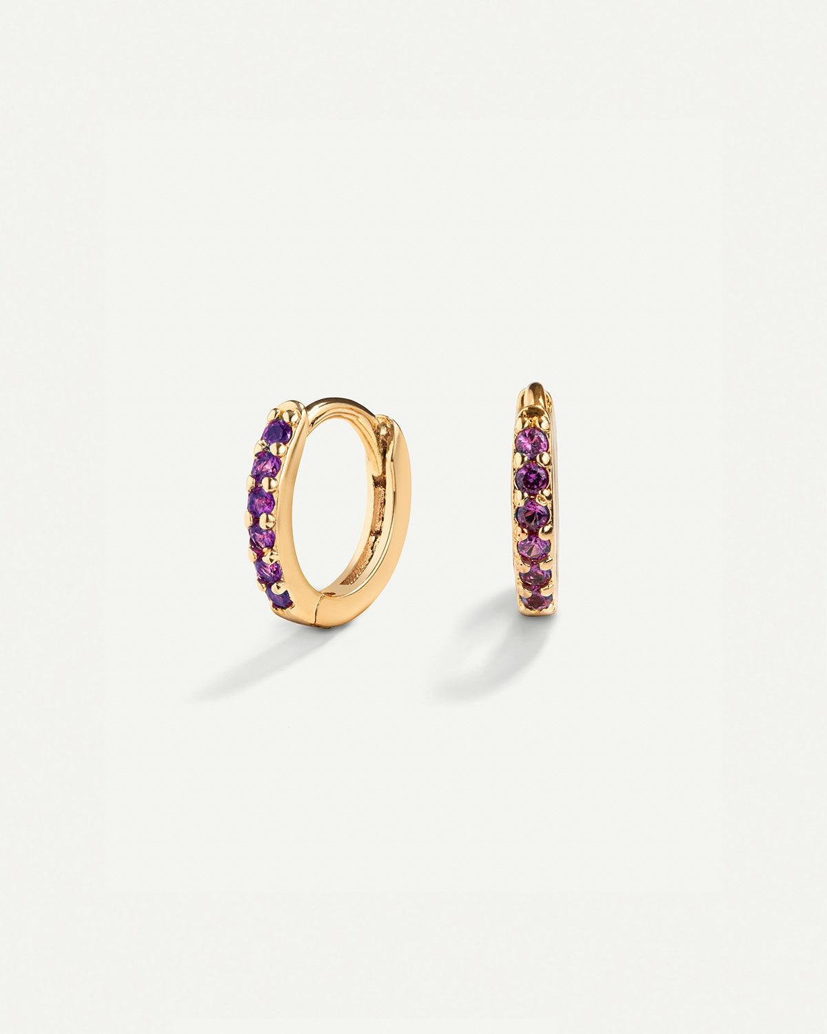 ORECCHINI A CERCHIO ORO VIOLA BRILLANTE