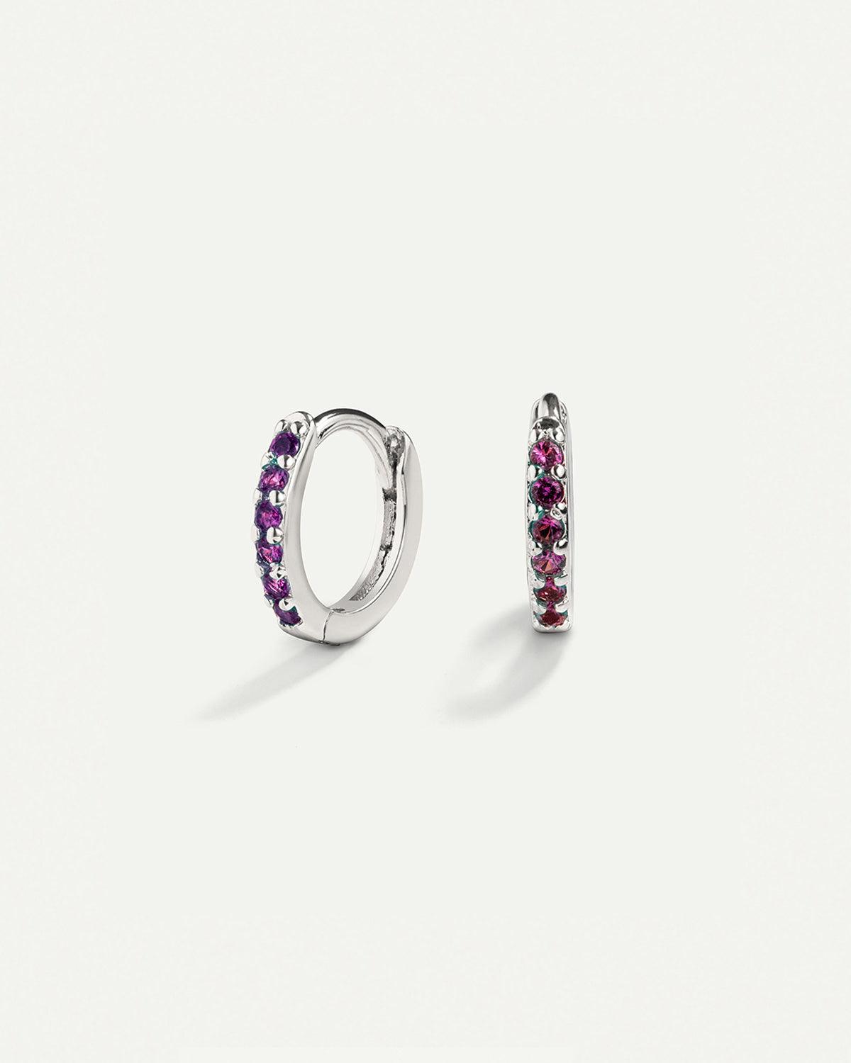 ORECCHINI A CERCHIO VIOLA BRILLANTE ARGENTO