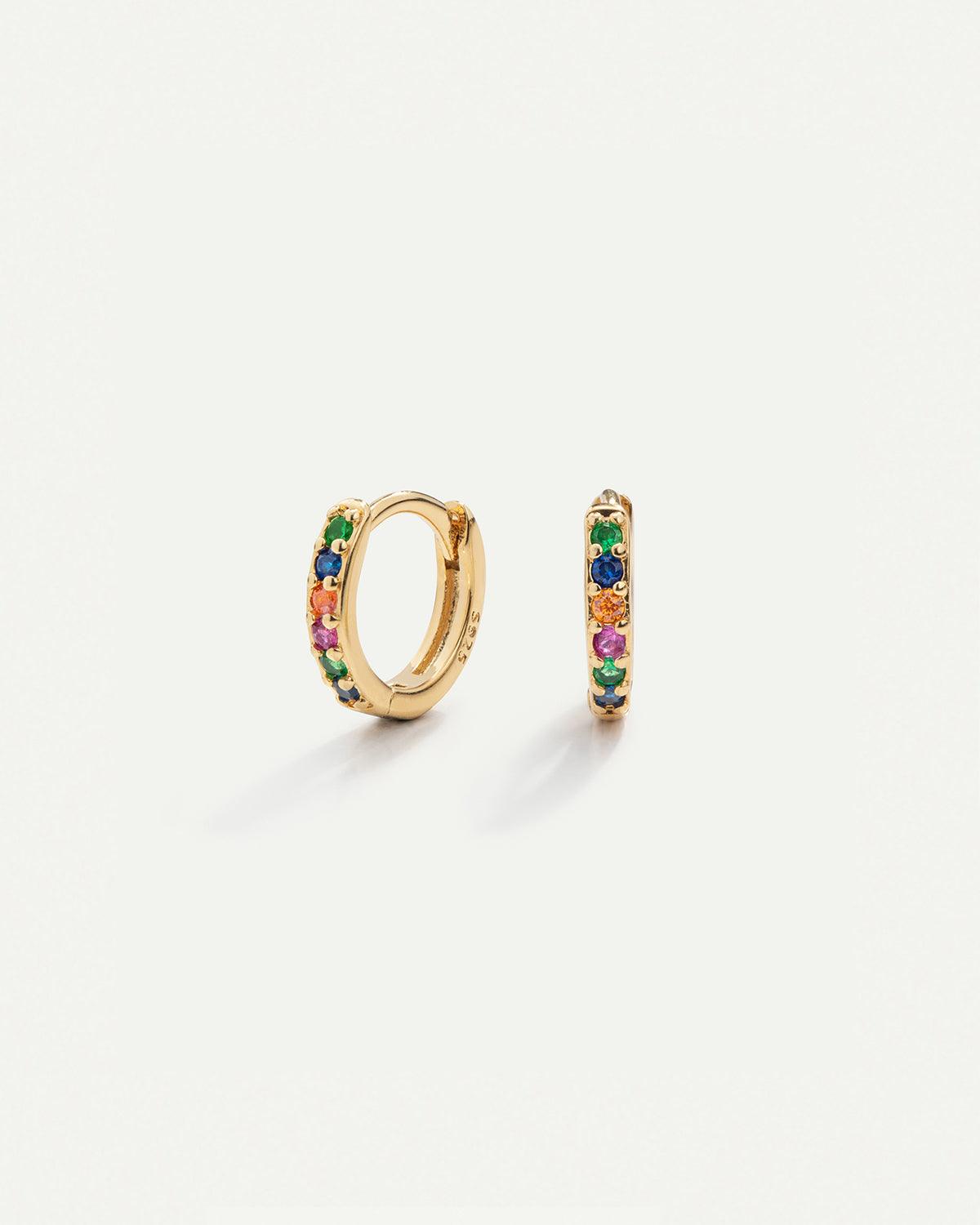 ORECCHINI A CERCHIO ARCOBALENO MINI ORO