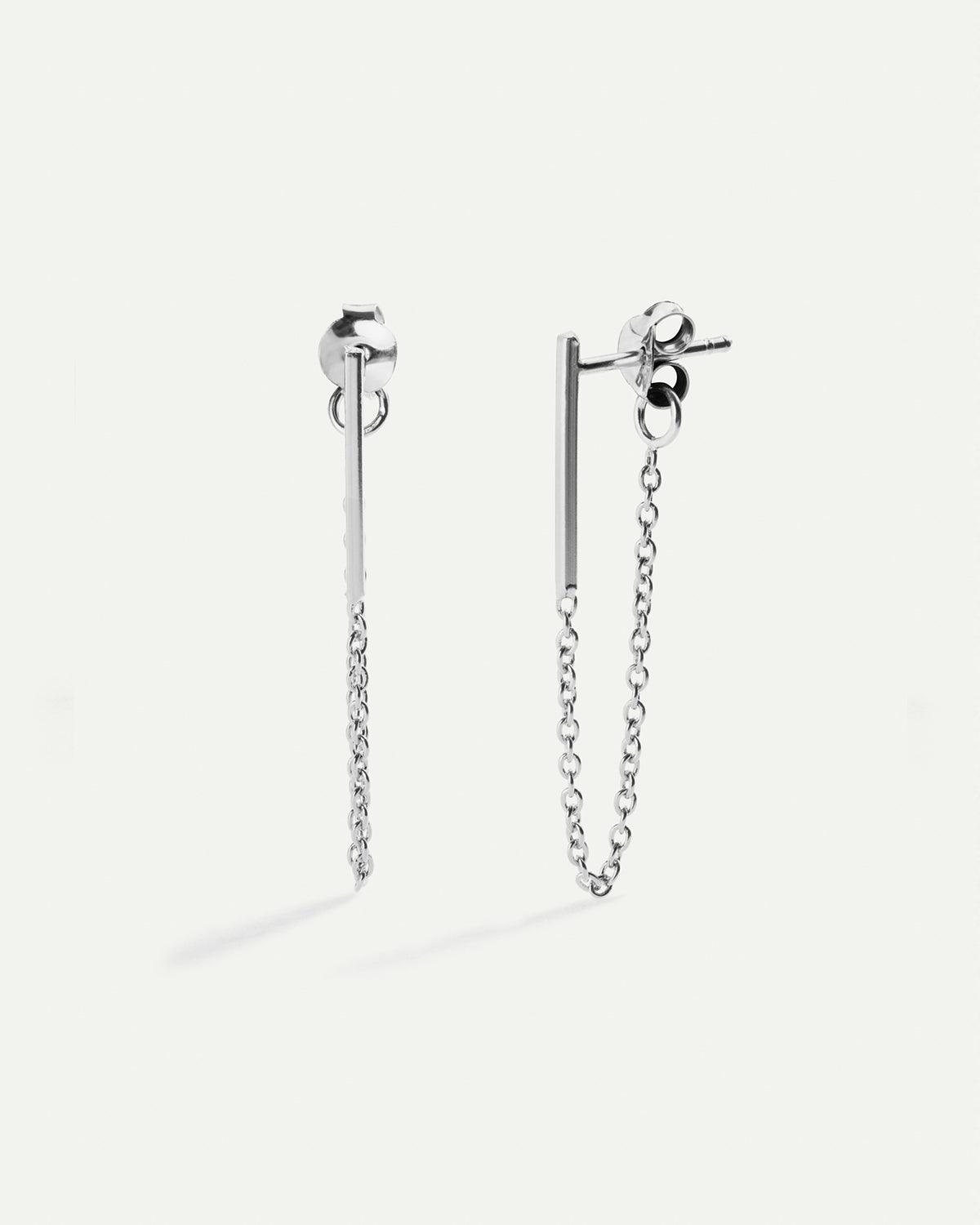 ORECCHINI IN ARGENTO CON CATENA A BASTONCINO