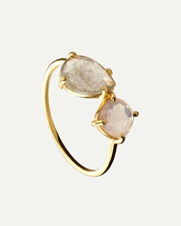 ANELLO D'ORO CON LABRADORITE DI MEZZANOTTE