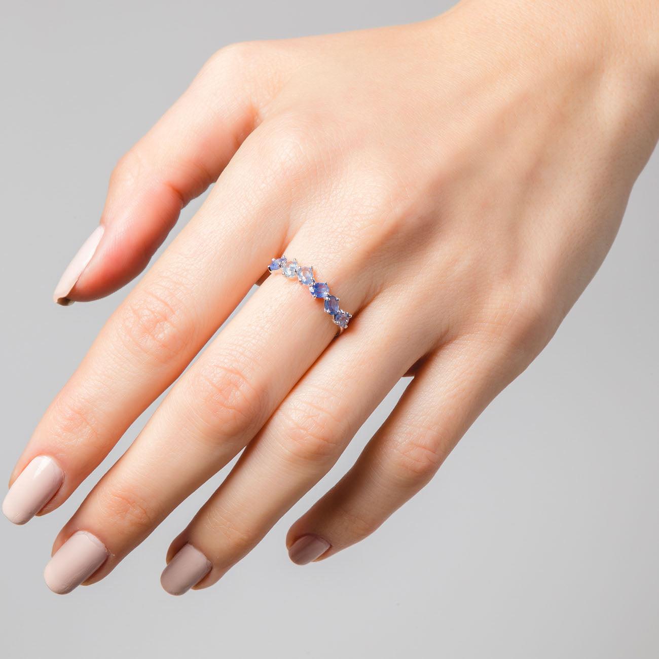 ANELLO D'ARGENTO BLU ZAFFIRO